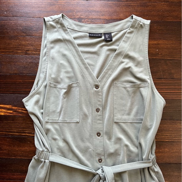 Tahari Modal Button Up Dress in Sage Green Size-L - Picture 3 of 8